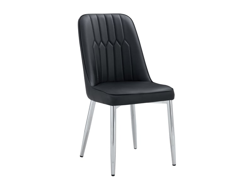  Lot de 2 chaises de salle à manger,ergonomiques,similicuir et métal argenté,noir  - Conforama D
