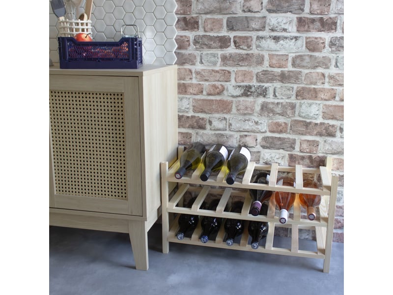  Range-bouteilles 18 bouteilles en bois 62,5 x 25 x 37,5 cm 62848 - Conforama E