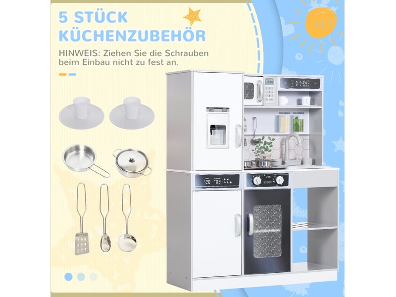  Cuisine jouet 80x29,7x100,9 cm avec effets lumineux et sonores bois blanc  - Conforama D