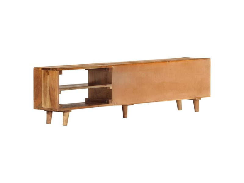  Meuble tv - banc tv - meuble de rangement bois massif d'acacia avec finition miel 140x30x40 cm  - Conforama C