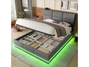 Lit coffre 140x200 cm coloris gris