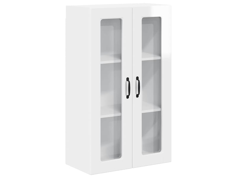  Meuble mural de cuisine, cabinet en verre mural blanc brillant 60x31x100cm  - Conforama A