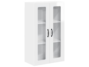 Meuble mural de cuisine, cabinet en verre mural blanc brillant 60x31x100cm