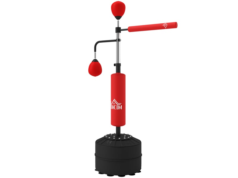  Sac de frappe sur pied 4 en 1 punching ball autonome balles de vitesse barre rotative gants 88 x 50 x 160-230 cm rouge  - Conforama B