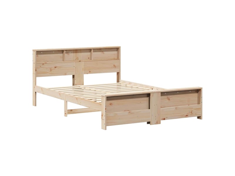  Lit double- lit adulte -  cadre de lit avec étagère marron 150 x 200 cm pin massif  - Conforama C