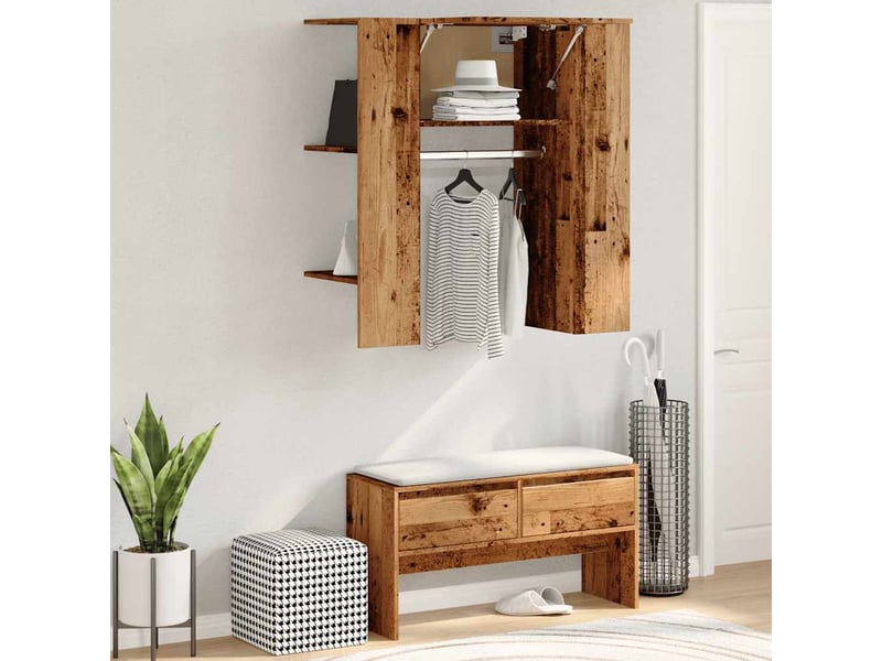  Meuble de rangement, armoire de couloir vieux bois 97,5x37x99 cm bois d'ingénierie  - Conforama C