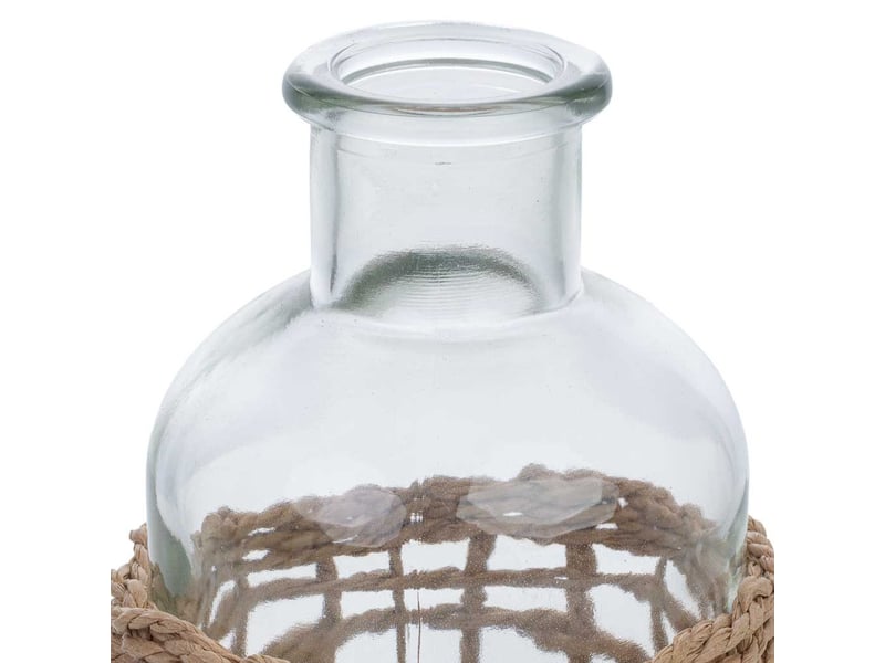  Bougeoir en verre doublé de fibres naturelles brunes d3,66,5 x 12,7 h cm  - Conforama D