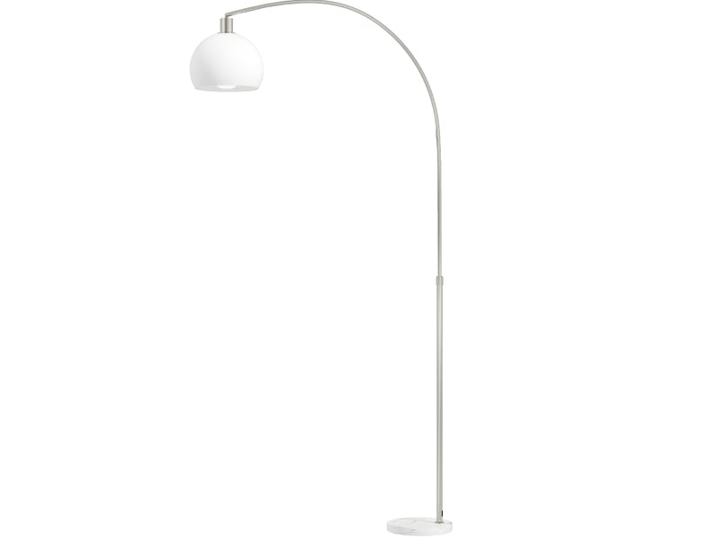  Lampadaire 90x26x180 cm blanc en métal, tête courbée et interrupteur au pied pour éclairage intérieur  - Conforama A