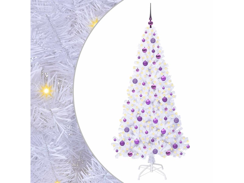  Sapin de noël artificiel, arbre de noël avec 300 led blanc 180 cm pvc et acier shl5632  - Conforama A
