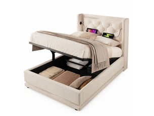 Lit coffre 90x200 cm coloris beige