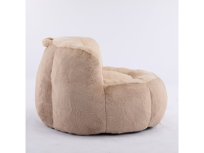  Pouf géant en fausse fourrure marron et camel, rembourrage mousse  - Conforama E