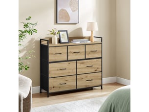 Buffet 2 porte(s)  4 tiroir(s) <strong>SANS MARQUE</strong> <strong></strong> - 98 cm coloris marron 