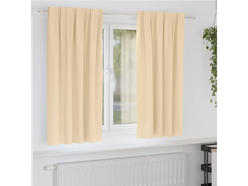  Lot de 2 rideaux occultants, rideaux black-out avec anneaux crème 175 x 140 cm cf44623  - Conforama B
