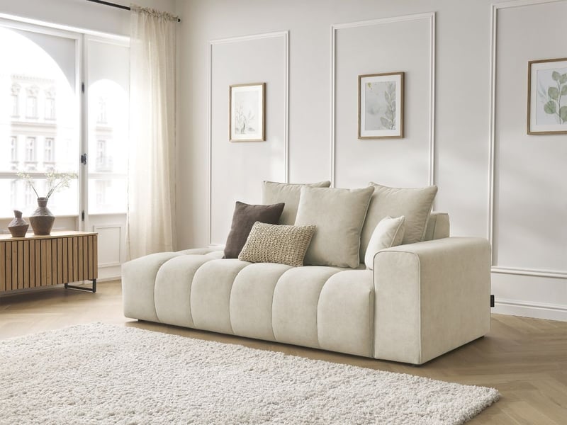  Bobochic canapé droit fixe mont-blanc velours beige  accoudoir droit MONT-BLANC - Conforama B