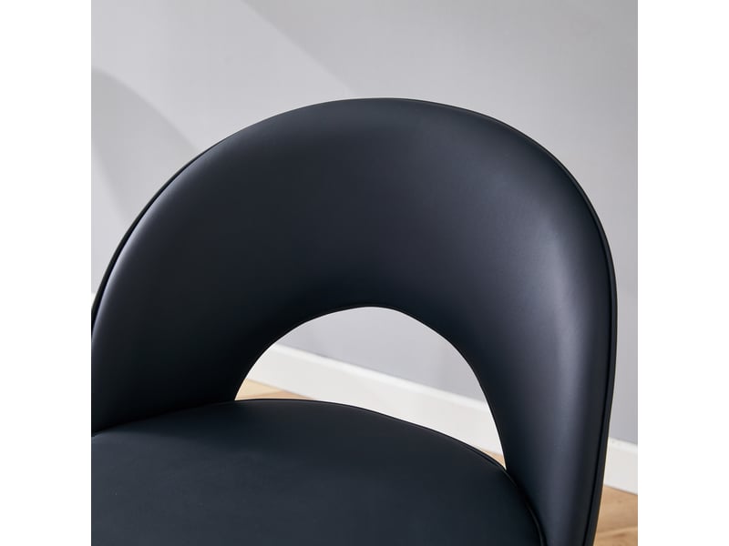 Tabourets de bar pivotants 360° noirs – assise pu rembourrée, lot de 2, pour bar, cuisine, terrasse – design moderne - Conforama E