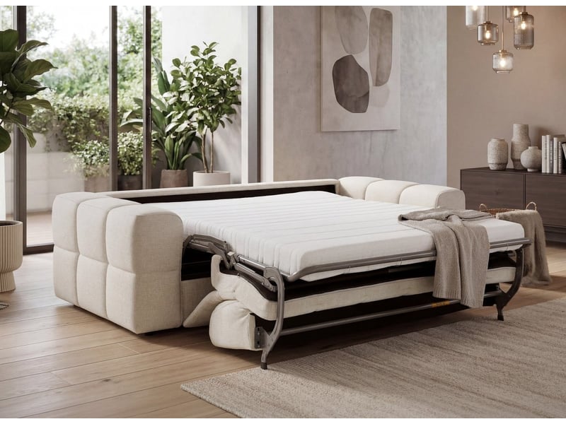  Canapé convertible express 3 places en velours texturé beige basile KF9067D-3-BEI - Conforama C