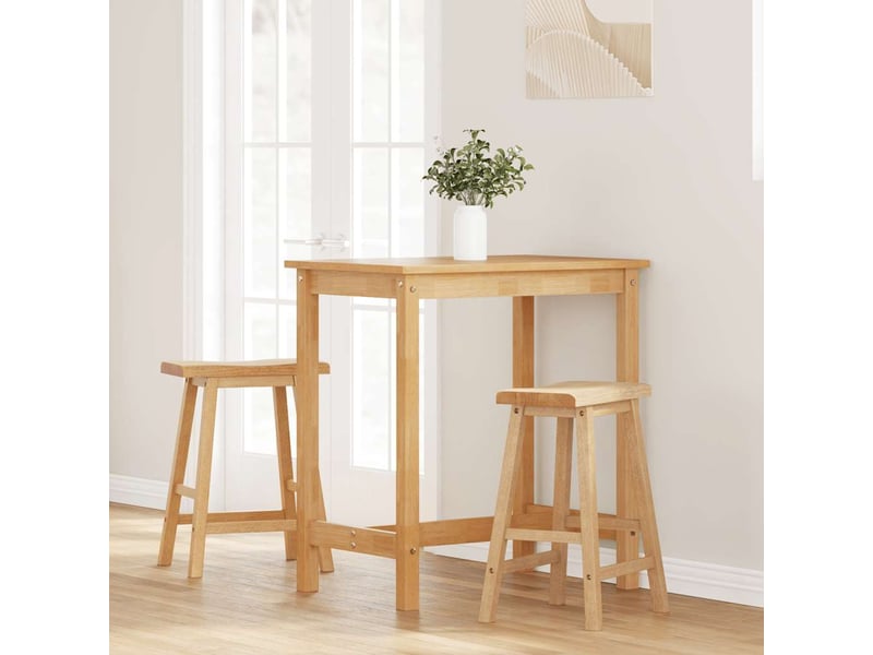  Lot de 2 tabouret de bar, chaise de bar en bois massif naturel et caoutchouc shl653  - Conforama C