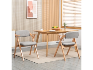 Chaises pliantes lot de 2 avec accoudoirs et assise rembourrée  - dossier épais, hêtre massif - gris
