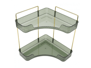 Étagère d'angle de salle de bain à 2 niveaux, gain de place, montage facile, étagère d'angle en métal pour cosmétiques