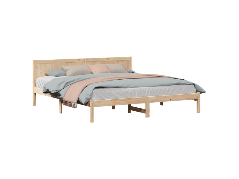  Lit double- lit adulte -  cadre de lit marron 200 x 200 cm bois de pin massif  - Conforama A