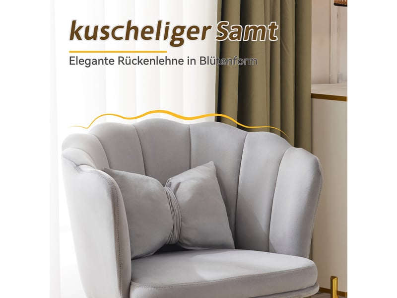  Chaises modernes en velours - lot de 6 chaises - gris - velours - dimensions assemblées: - design pétale 63x58x77cm - Conforama C