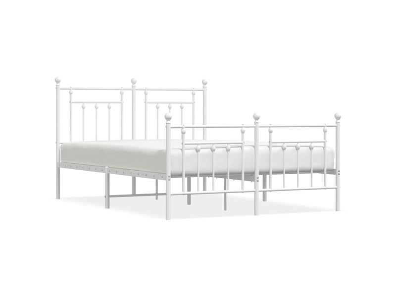 Lit double- lit adulte - cadre de lit métal sans matelas et pied de lit blanc 150x200 cm - Conforama A