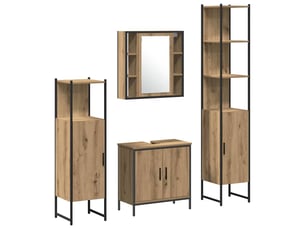 Ensemble de mobilier de salle de bain 4 pièces marron cf64556
