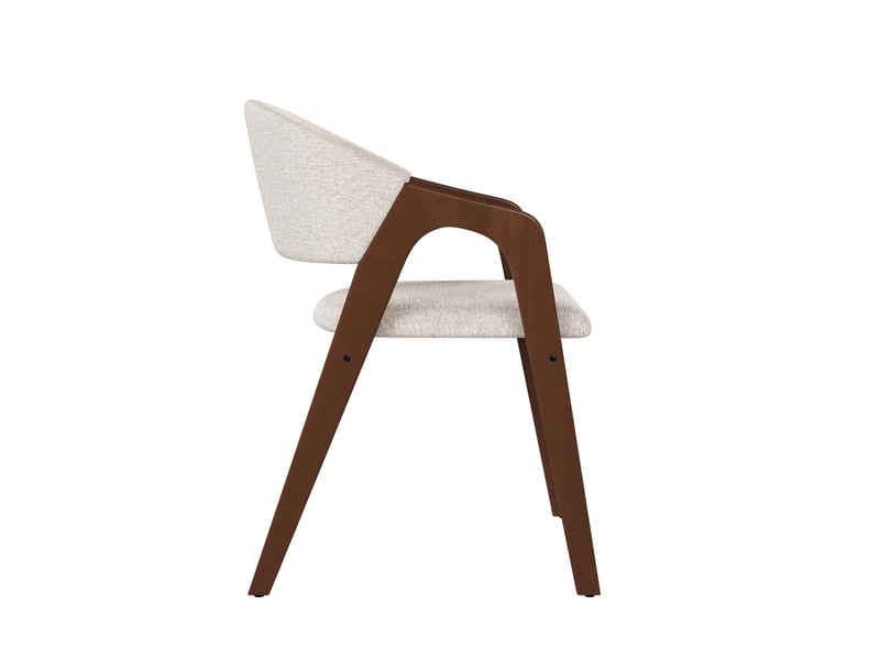  Lot de 6 chaises de salle à manger avec accoudoirs en lin beige avoine et coloris noyer  - Conforama R