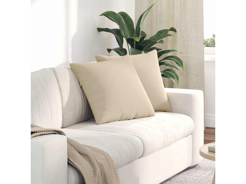 Lot de 2 coussins de canapé, coussins décoratifs tissu crème 50 x 50 cm cf58815 - Conforama B