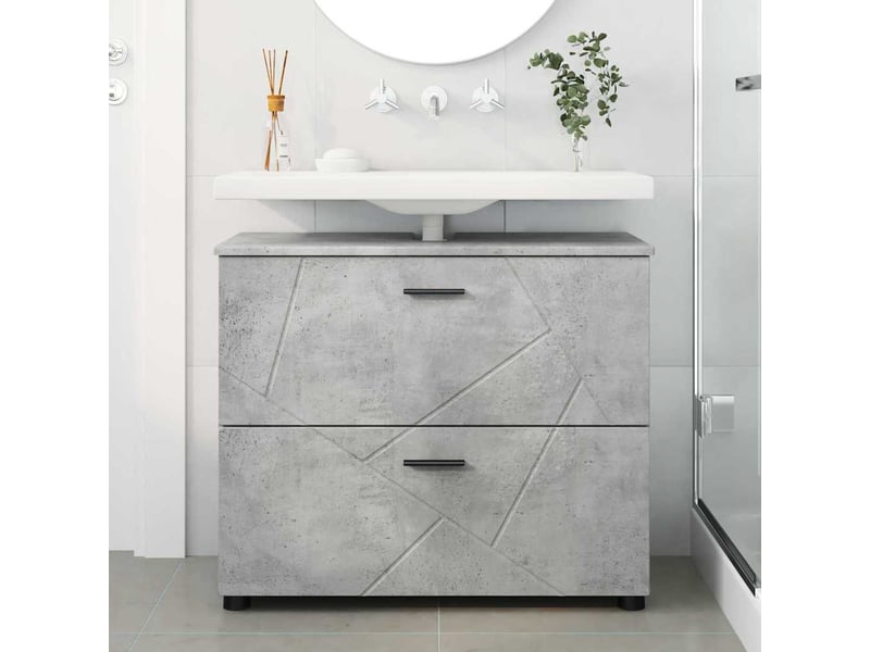  Cabinet de salle de bain, armoire salle de bain gris béton 76,5 x 35 x 64 cm cf65370  - Conforama D