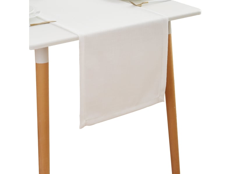  Chemin de table élégant - 40x160 cm - effet lin déperlant et imperméable - blanc  - Conforama A
