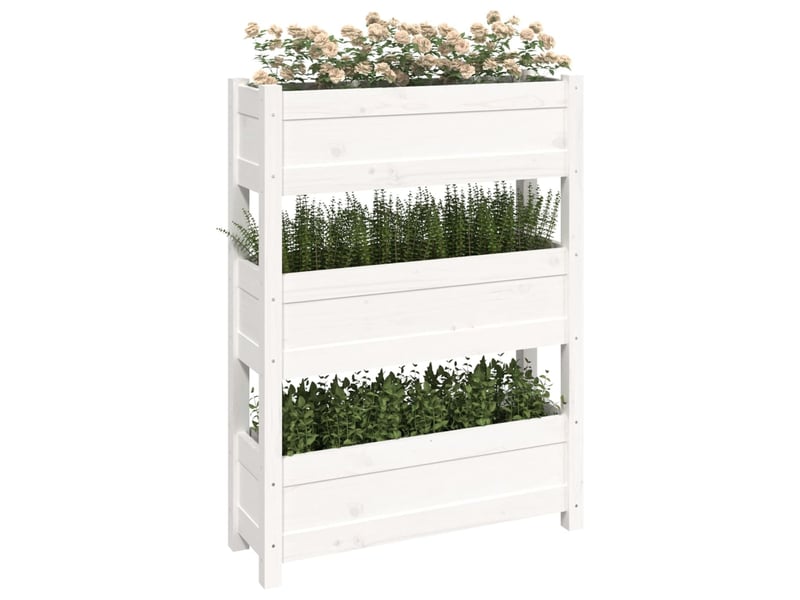  Jardinière - bac à fleurs blanc 77x25x104,5 cm bois massif de pin  - Conforama D