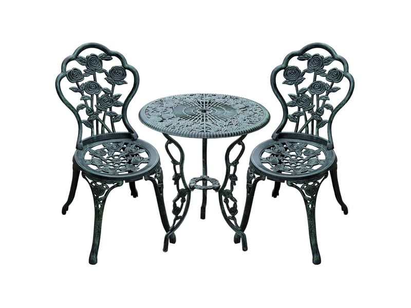 Ensemble bistro de jardin 60x60x69 cm style ancien métal vert - Conforama A