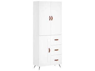 Buffet haut - bahut - meuble de rangement blanc 69,5x34x180 cm bois d'ingénierie