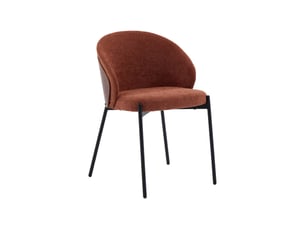 Lot de 2 chaises bois de peuplier teinté noyer. Acier noir et tissu texturé terracotta - paul