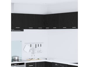 Meuble de rangement cuisine, armoire suspendue chêne noir et blanc 57x57x40cm