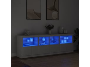 Buffet - bahut - meuble de rangement avec lumières led blanc 202x37x67 cm