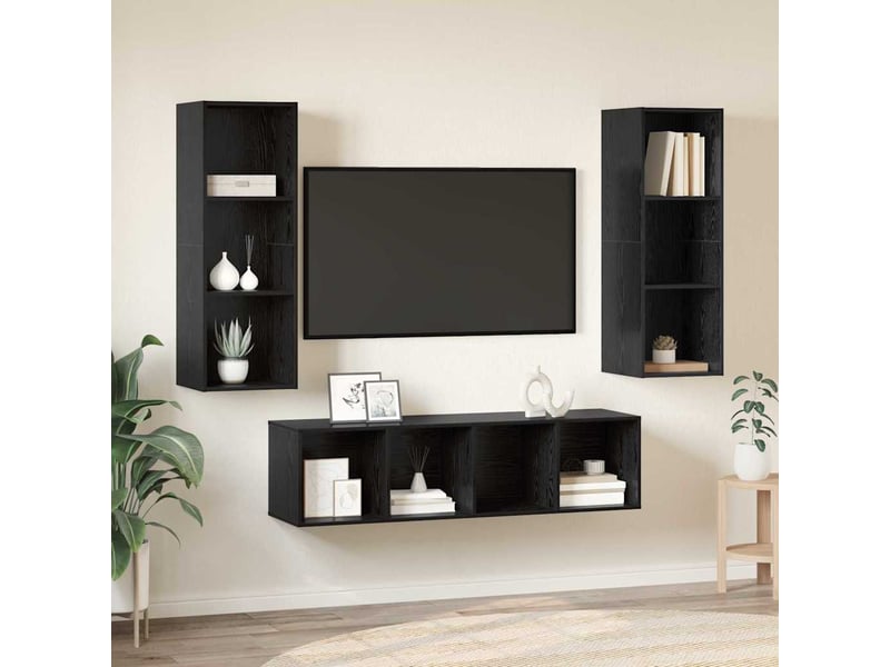  Ensemble meuble tv - banc tv - meuble de rangement 3 pcs chêne noir bois d'ingénierie  - Conforama B