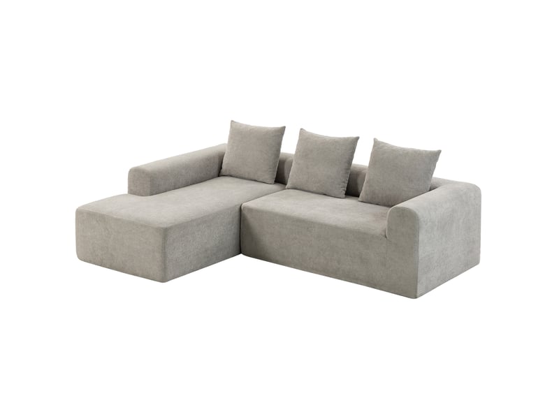  Canapé d'angle 3 places aosenyunzhou en chenille avec méridienne et assise profonde gris clair 242 cm T1003-01-19759 - Conforama C