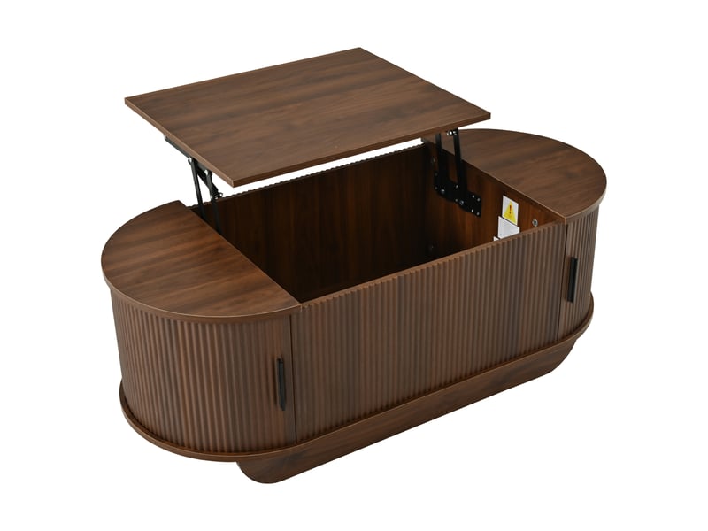  Table basse relevable ovale coloris bois foncé - 100x50 cm mdf  - Conforama E