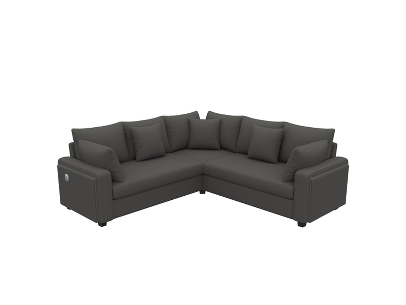  Canapé d'angle 5 places 198 × 198 cm, led, usb-ausb-c, velours côtelé gris IKSETERA TRADING LTD - Conforama A