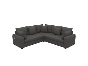 Canapé d'angle 5 places 198 × 198 cm, led, usb-ausb-c, velours côtelé gris