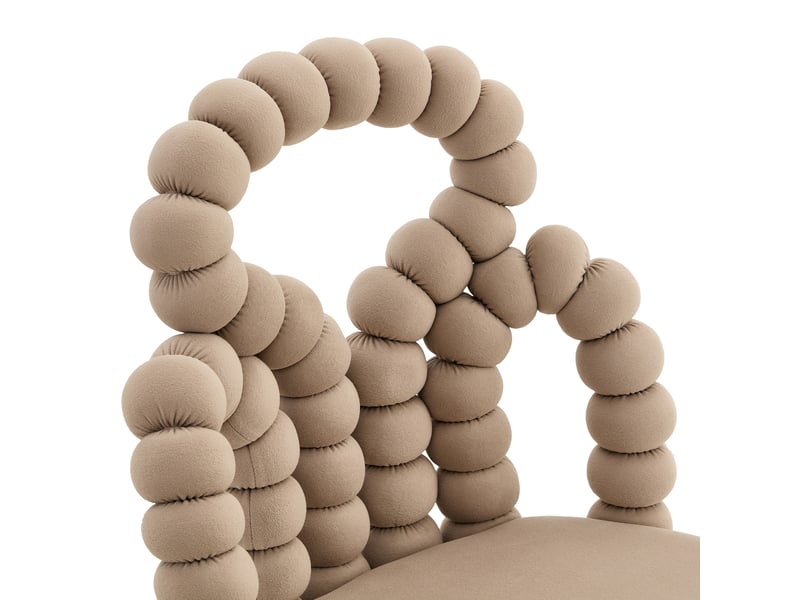 Lot de 2 chaises 48x50x86 cm dossier ouvert à chaîne de boules assise velours moelleuse, pieds métal, camel clair  - Conforama E