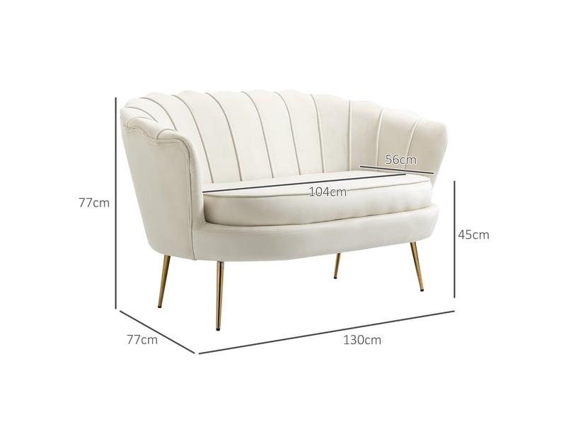  Canapé 2 places 130x77x77 cm style vintage métal crème  - Conforama E