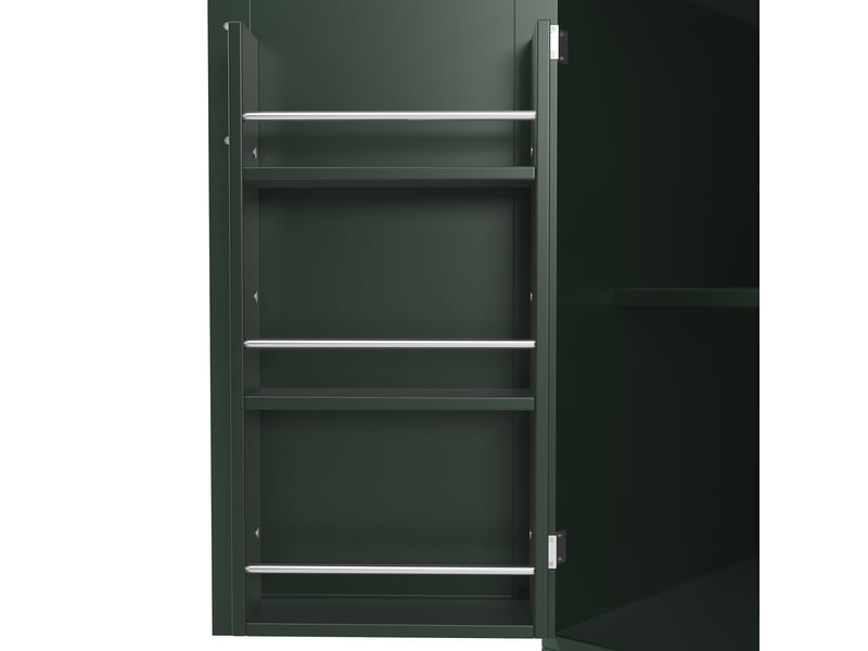  Armoire de cuisine, 120 x 40 x 188 cm, avec 4 portes, avec éclairage led, coloris vert et noir et blanc, solution de rangement fonctionnelle  - Conforama R