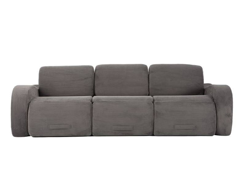  Canapé modulable convertible 3 places 247x115x76 cm compressé, mousse douce, velours côtelé couleur gris  - Conforama E
