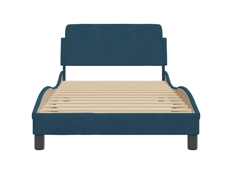  Lit simple- lit adulte -  cadre de lit avec tête de lit dover bleu 100x200cm velours  - Conforama C