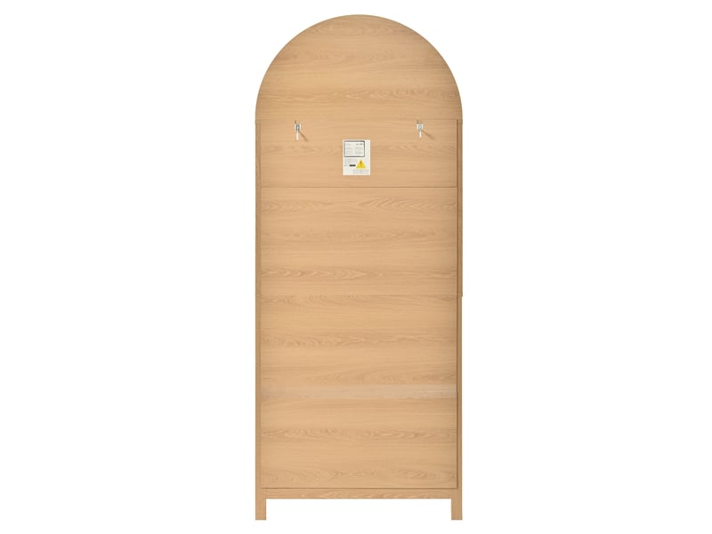  Armoire haute buffet 76x40x180 cm, meuble rangement cuisine avec 2 portes, 1 tiroir et étagères ouvertes couleur nature  - Conforama E