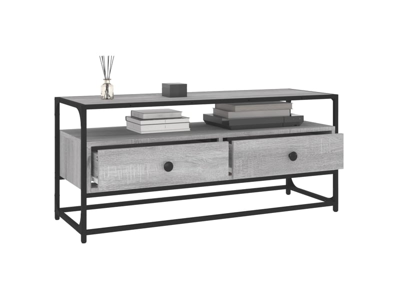  Meuble tv - banc tv - meuble de rangement sonoma gris 100x35x45 cm bois d'ingénierie  - Conforama D