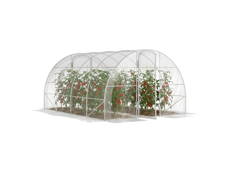  Serre tunnel 4 x 3 x 2 m avec 2 portes, serre de jardin avec toit arrondi pour la culture des plantes, transparente  - Conforama A